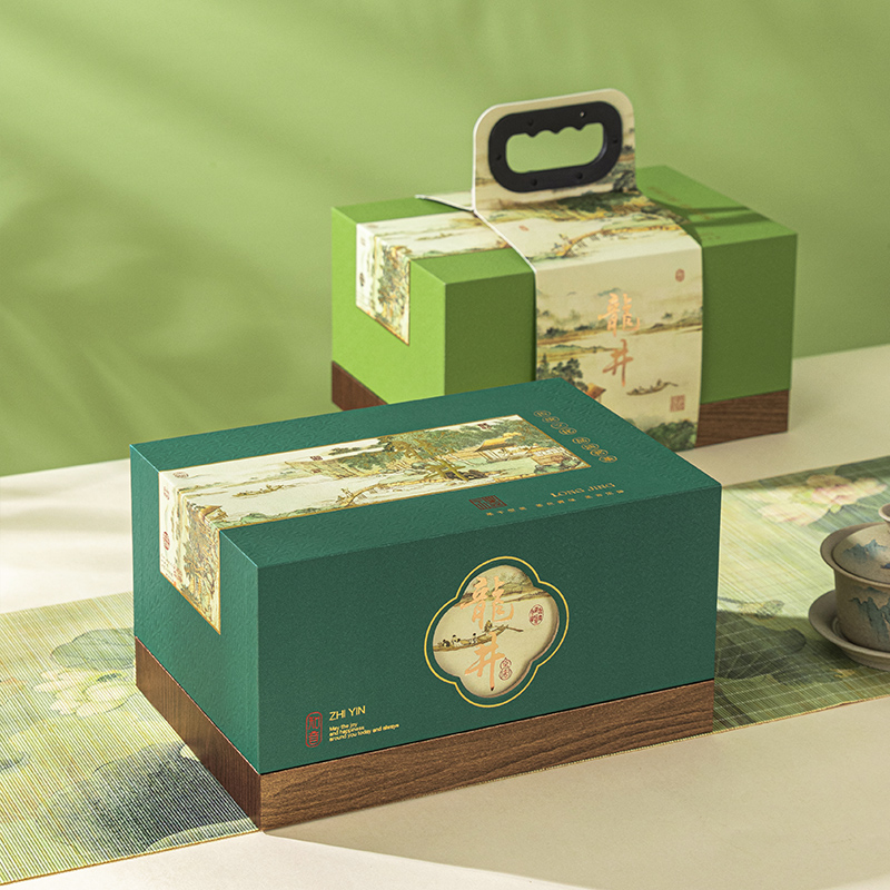 q5zr新款龙井茶叶包装盒空礼盒龙井包散茶半斤方包礼盒装空盒子定