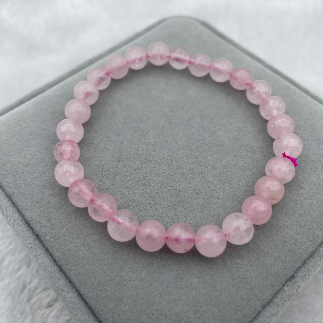 Natural Pink Crystal Bracelet Madagascar Pink Crystal Bracelet Fresh Simple Single Circle Jewelry Live Gift