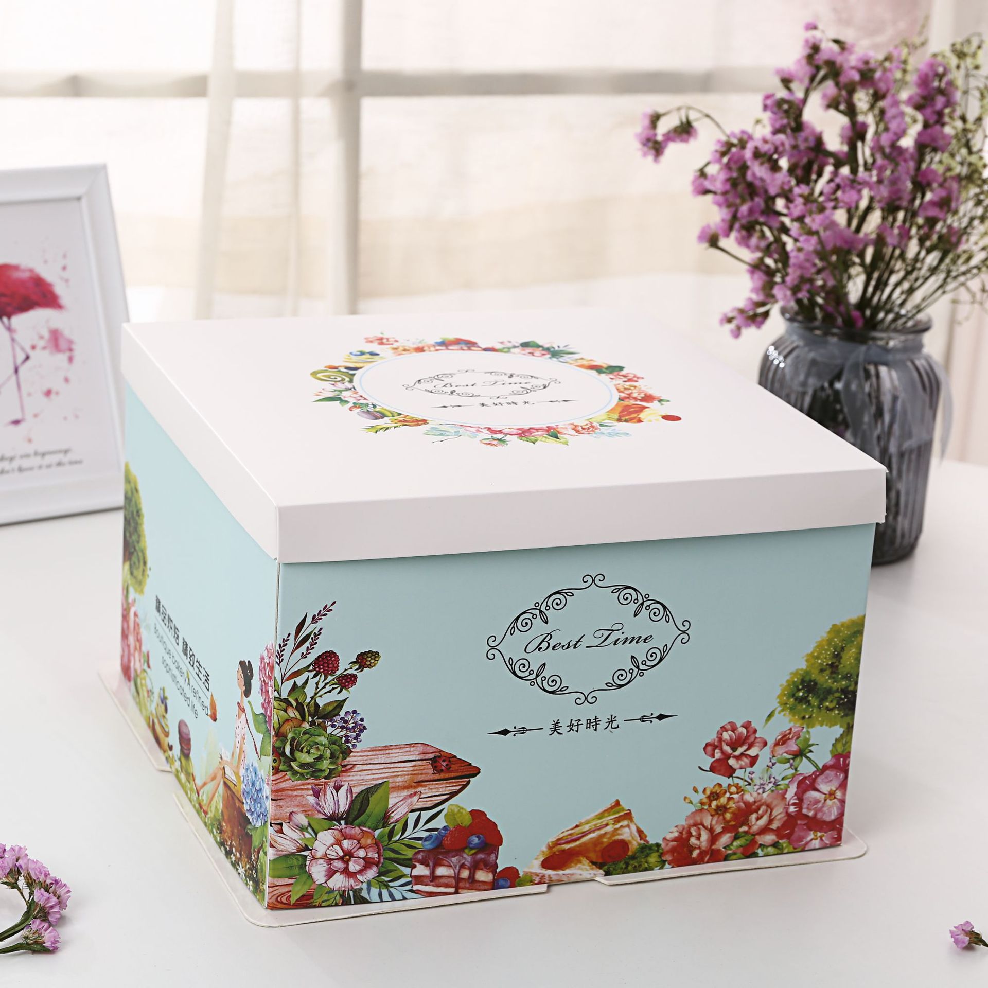 烘焙生日蛋糕盒定制双层加高三合一手提方形包装盒可加印logo批发