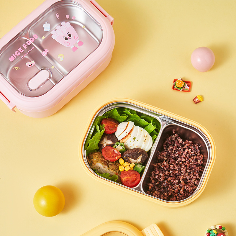 French Fries Hamburger Stainless Steel Lunch Box Insulation Special Compartment Children Cartoon Dinner Plate Office Lunch Box Lunch Box