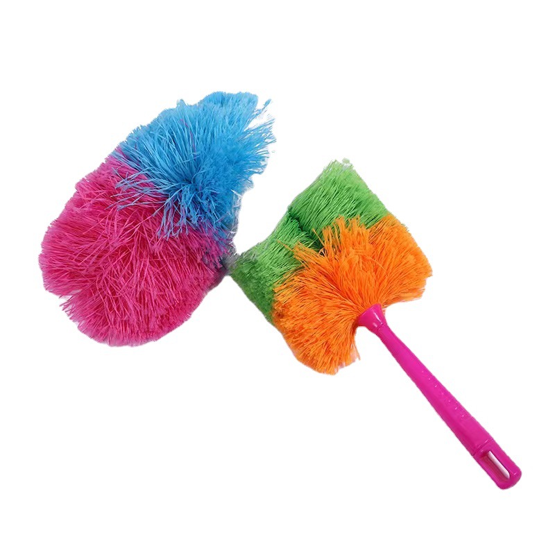 New Year Essential Rainbow Color Fiber Dust Remove Brush Adjustable Rod Flexible Washable Household Cleaning Good Helper