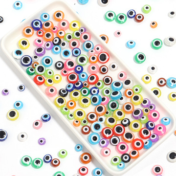 100颗/包 树脂彩色多规格眼睛扁圆珠子 diy手链挂饰玩具配件批发