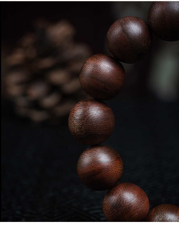 厂家批发 越南富森红土老料奇楠沉香手串16/18mm单圈男士佛珠手链