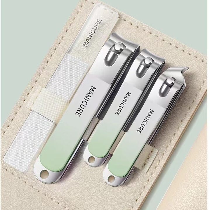 外贸指甲剪套装淡绿色4件指甲钳套装家用修脚甲工具男女厚甲批发