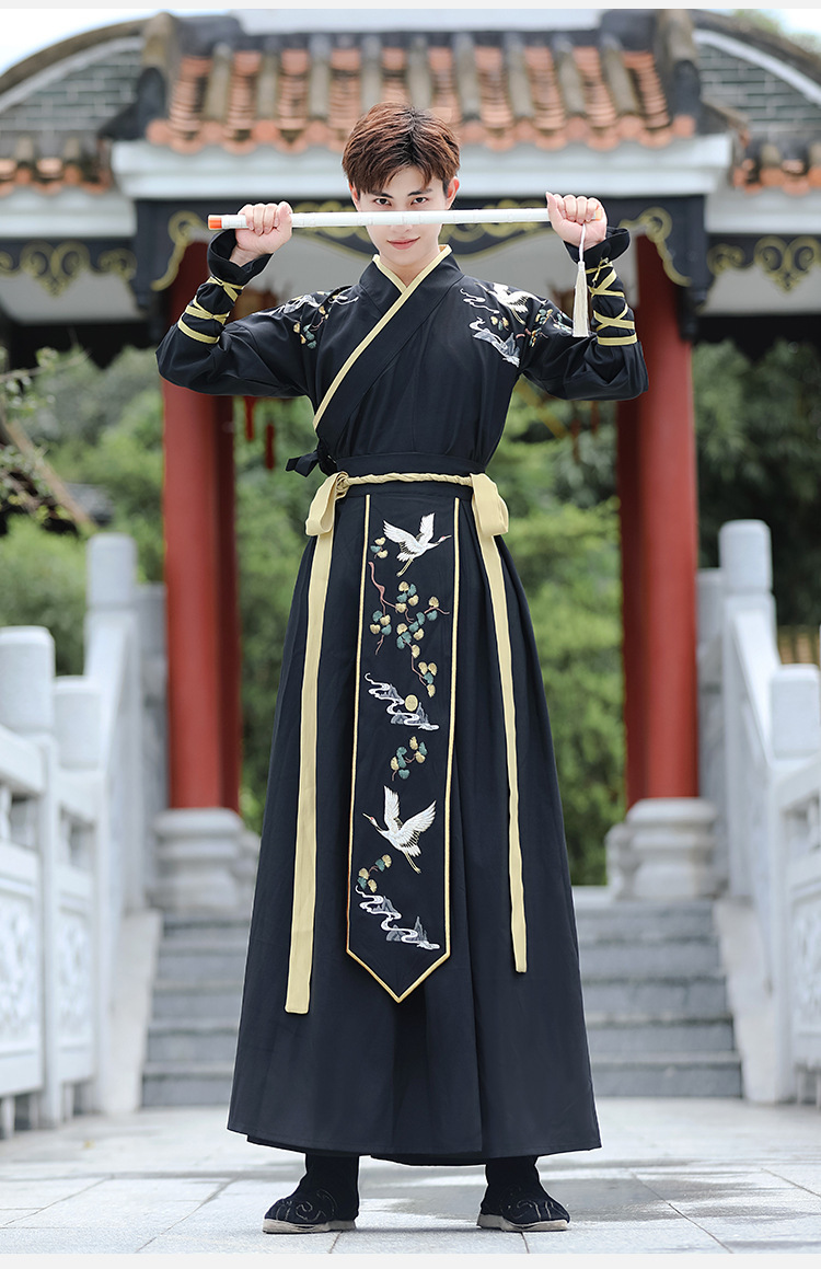 改良汉服男成人古装2022春夏新款 鹤归中国风武侠风侠客旅游拍照