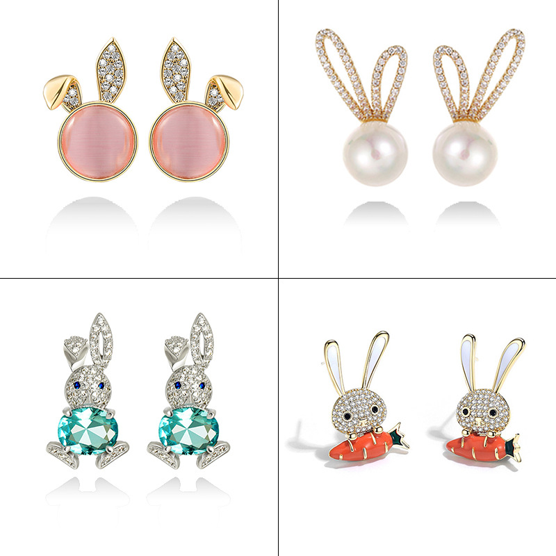 Korean Style Korean Style Sterling Silver Needle Rabbit Stud Earrings Cute Earrings Creative Japanese Summer Fresh Earrings Rabbit Stud Earrings