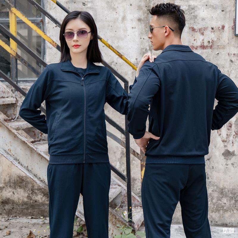 新品长袖体能训练服套装春秋翻领外套冬季新式户外跑步男女运动裤