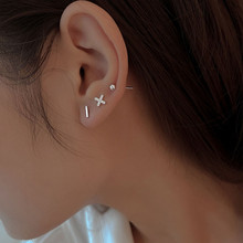 冷淡风小巧几何金属锆石耳钉套装女韩国简约个性百搭气质耳环耳饰