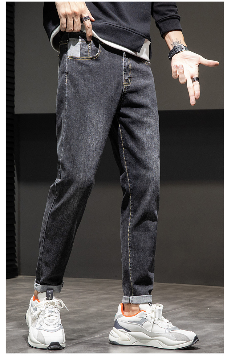 2021秋冬新款男士牛仔裤潮牌ins日系哈伦宽松直筒裤子男休闲百搭