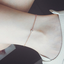 日韩小清新单钻脚链时尚简约气质钛钢不掉色玫瑰金脚环饰品女ins