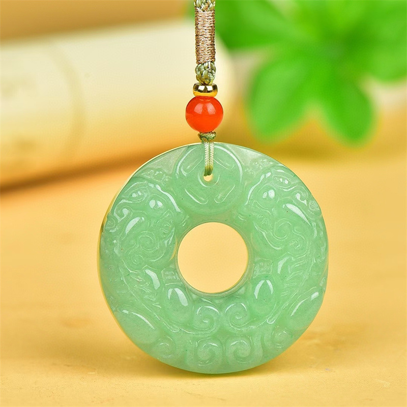 天然东陵玉貔貅平安扣吊坠翡翠玉石项坠男女情侣春节玉貔貅挂件