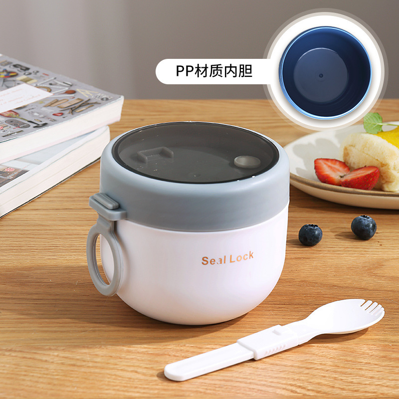 304 Stainless Steel Large Capacity Insulation with Lid Breakfast Cup Oats Milk Cup Student Office Worker Portable Porridge Cross-Border
