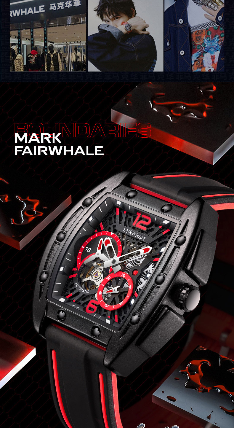 马克华菲品牌手表 时尚酒桶形名表自动机械表批发手表男士代发表