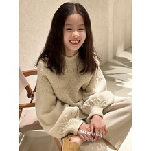 韩国童装甜美女孩毛线衣洋气女童冬装2024新款儿童加厚毛衣针织衫