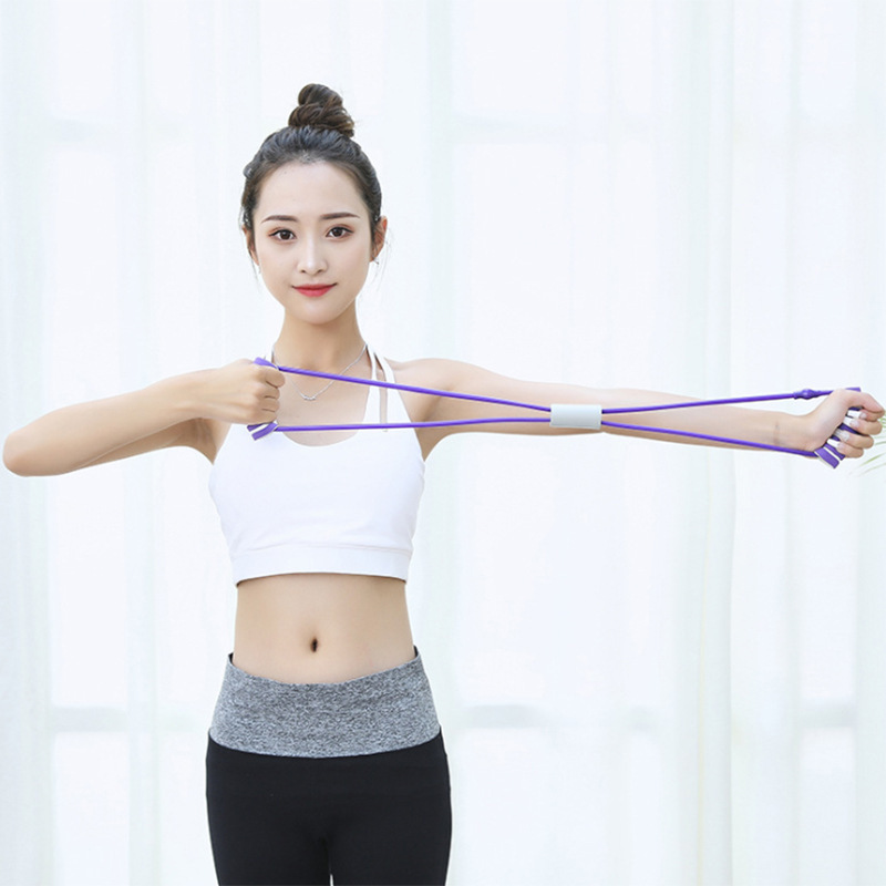 8-Word Chest Expander Home Fitness Yoga Equipment Elastic Band Female Practice Open Shoulder Beautiful Bra Straps Pilates Eight-Word Rope