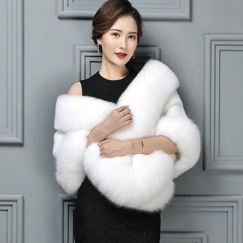 海宁皮草披肩斗篷女冬季气质旗袍婚纱白色貂皮狐狸毛水貂加厚外套