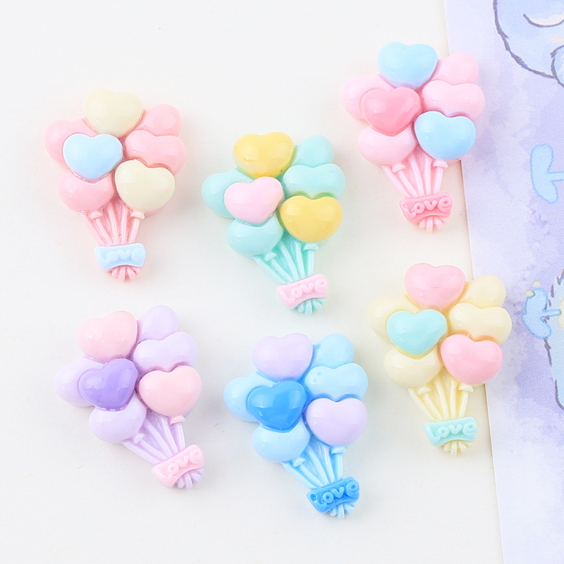 Colored Loving Heart Balloon DIY Cream Glue Homemade Phone Case Material Refridgerator Magnets Ornament Resin Accessories Wholesale