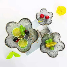 花瓣创意造型透明玻璃碗蔬果沙拉碗樱花描金甜品碗ins网红款