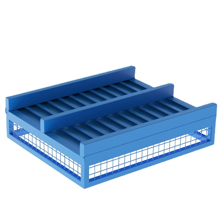 供应围栏托盘箱川字型底座网格护栏可上货架不堆叠二面进叉铁托盘
