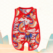 中国风夏季婴儿服周岁满月爬服薄款无袖汉服礼服连体衣宝宝衣服