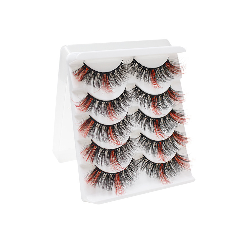 Dingsen Cross-Border Source Factory 5 Pairs 5D Color False Eyelashes Suit Three-Dimensional Curling All-Match Mixed Eyelash