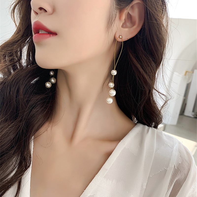 Tassel Earrings Stud Earrings for Women Earrings Eardrops Fashion 925 Silver Needle Simple Jewelry All-Match Wholesale High Quality Pearl