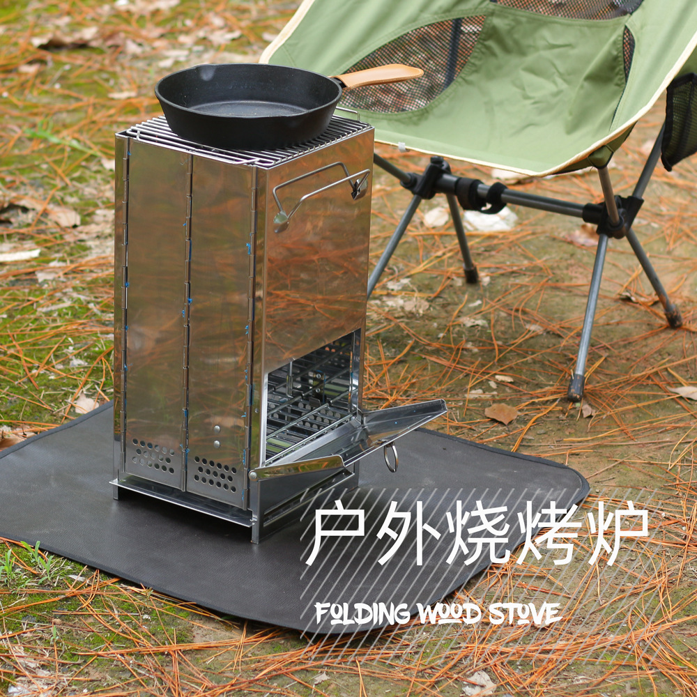 Stainless Steel Folding BBQ Grill Square BBQ Grill Outdoor Mini Charcoal Stove Firewood Stove Large Small Size