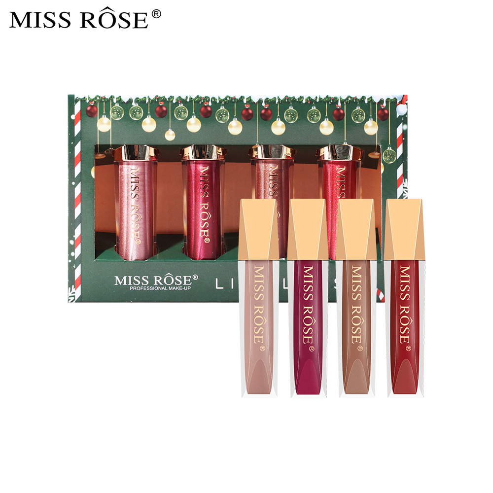 Cross-Border Christmas Makeup Velvet Lip Lacquer Sets of Boxes Matte Finish Non-Fading Longlasting Lip Gloss Lipstick Kit Wholesale