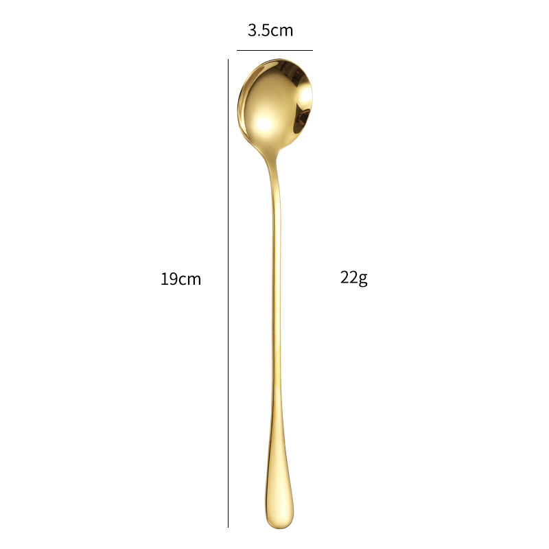 Long Handle Stainless Steel Stirring Spoon 1010 Ice Spoon Creative Coffee Spoon Cross-Border Ice Cream Ice Cream Spoon Ice Tip round Spoon