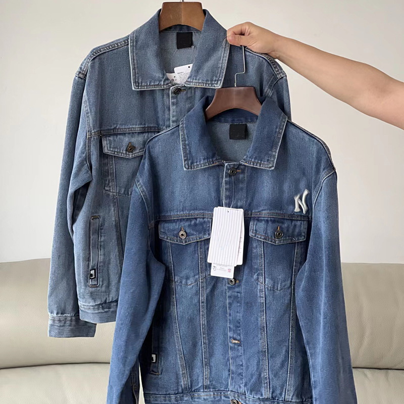 潮牌22年新款背后刺绣ny大标复古水洗情侣款牛仔外套牛仔夹克休闲