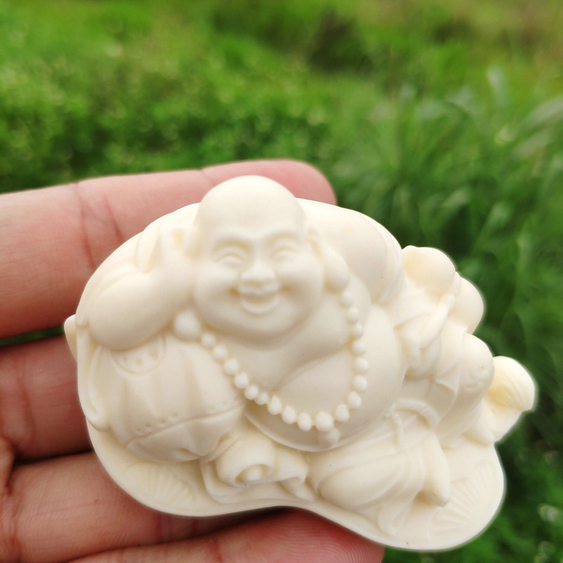 象牙果雕刻自在弥勒佛工艺品汽车摆件家居直播带货直播摆件手项链