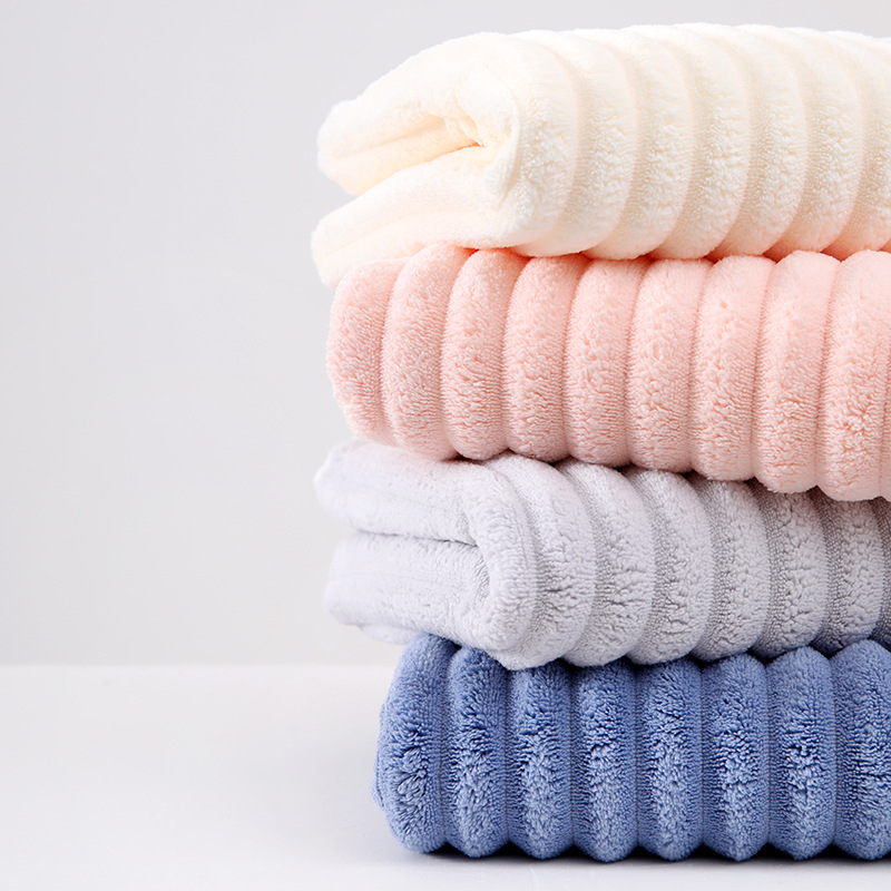 small candy corduroy towel hair drying cap bath towel plus soft absorbent coral fleece large bath towel household face washing