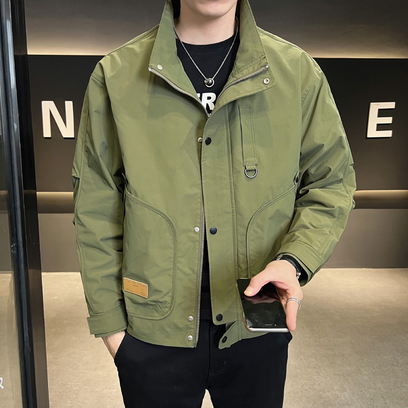 Jacket Men's Korean-Style Slim Fit Stand Collar Workwear Style Fall Men's Clothing Coat Jacket Baseball Uniform Jacket Cross-Border Wholesale