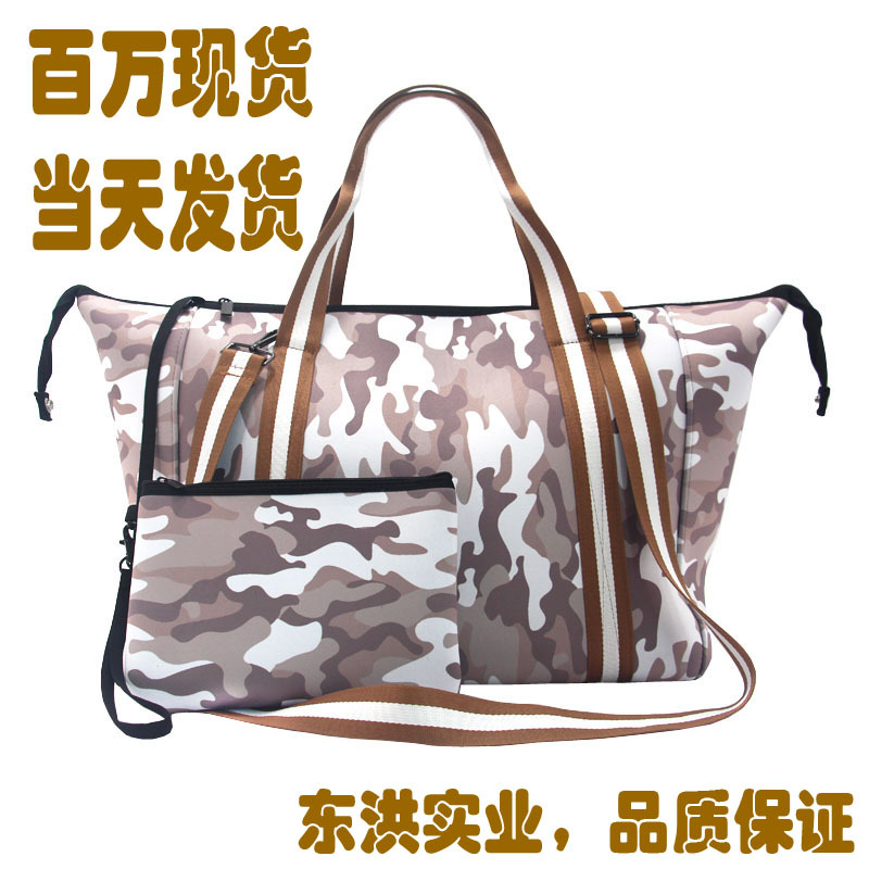Cross-Border Spot Large Capacity Neoprene Beach Bag Punching Bag Shoulder Bag Travel Bag Fashion Shopping Bag Handbag