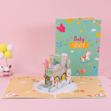 新款婴儿生日立体贺卡Baby Shower Card淋浴洗澡感谢卡亚马逊批发