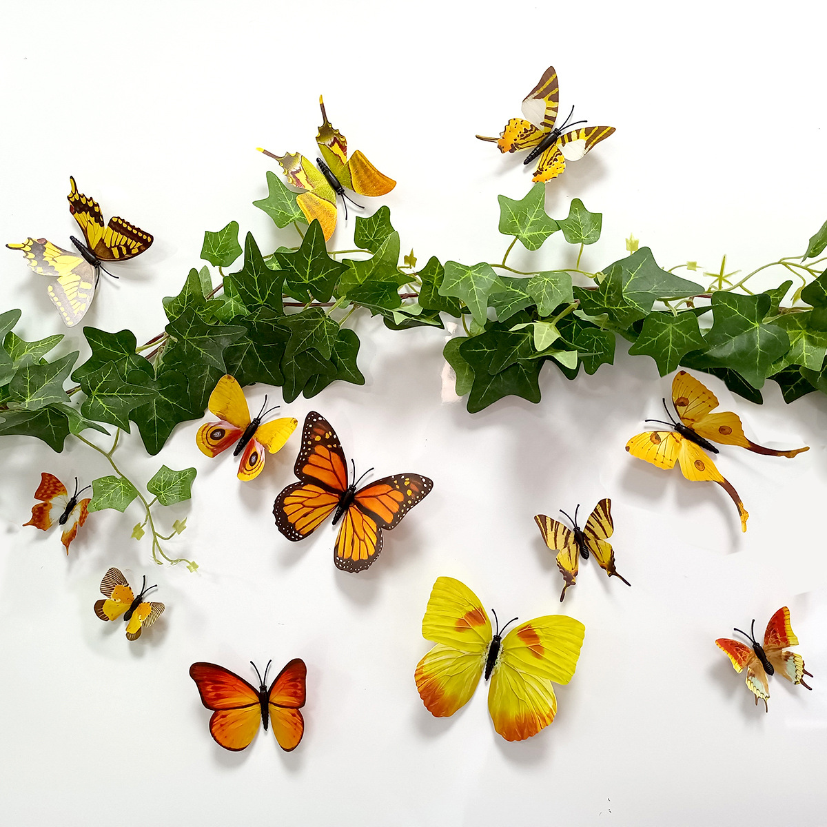 12只婚庆喜庆3d立体彩色蝴蝶墙贴喜庆饰品客厅装饰墙贴厂家批发