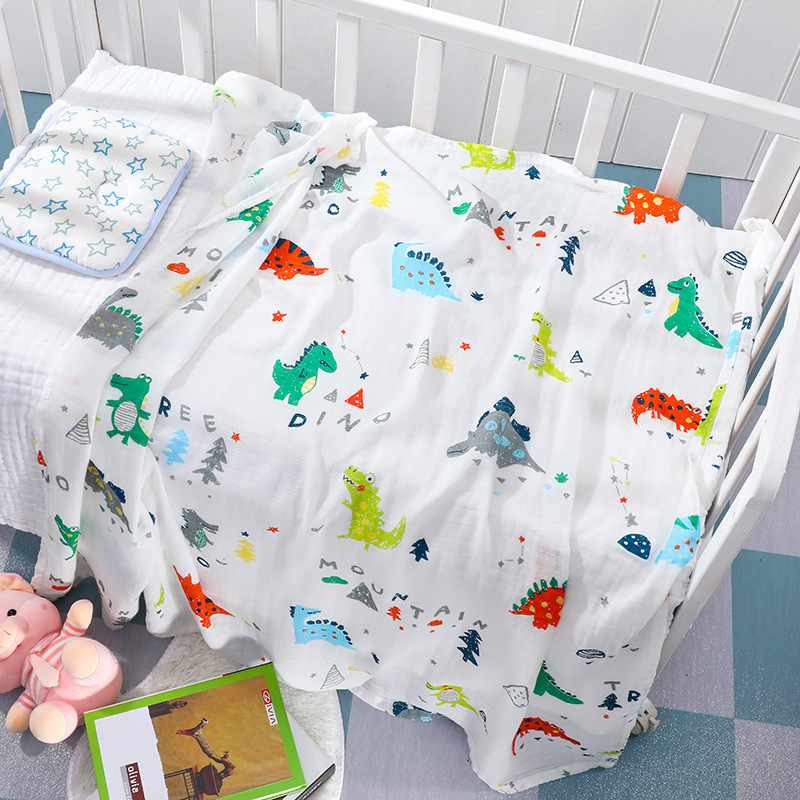 Gauze Bag Quilt Newborn Swaddling Towel Gauze Bamboo Cotton Baby Swaddling Blanket Baby's Bath Towel Printing Baby's Blanket Foreign Trade