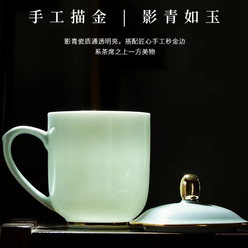 Jingdezhen Office Cup Wholesale Business Meeting Household Tea Cup Water Cup High Temperature Bone China Ceramic Mug Customized