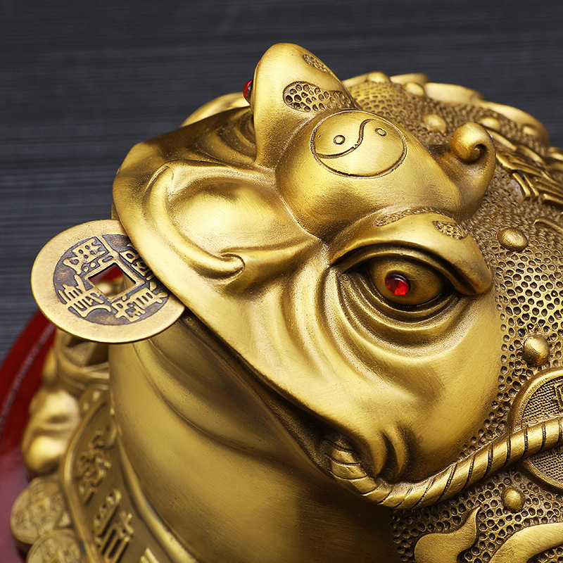 招财进宝纯铜金蟾摆件招财三足金蝉蟾蜍客厅酒柜装饰店铺开业礼品