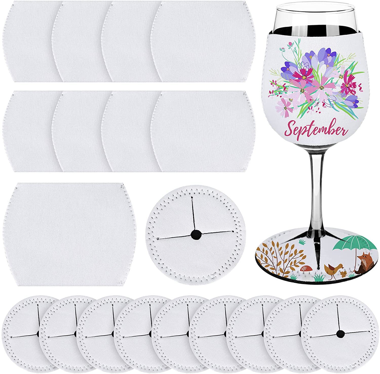 亚马逊热卖款 现货 diy高脚杯套潜水料热转印红酒空白保护杯套