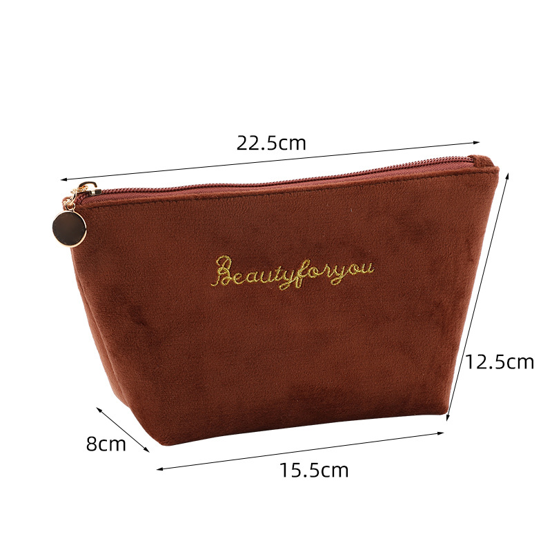 Modern Fashion Korean Style Flannelette Makeup Bag Women's Large Capacity Storage and Carrying Cosmetic Bag Coin Purse Lipstick Bag