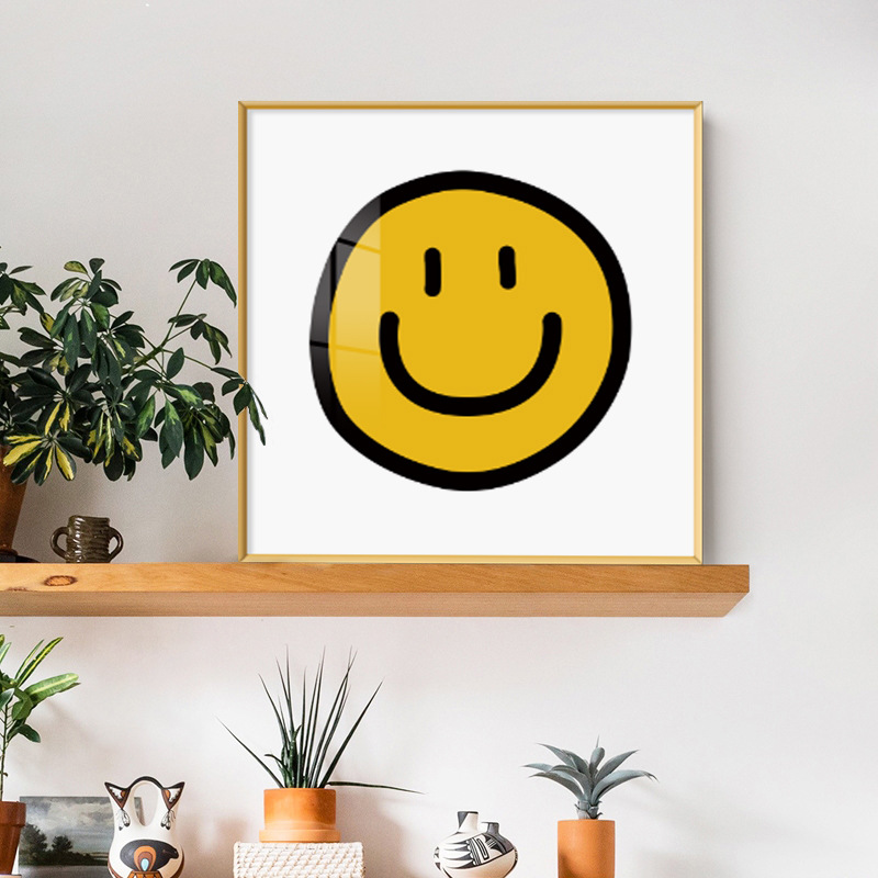 韩系ins笑脸表情卧室装饰画 北欧风简约客厅挂画文艺治愈餐厅壁画