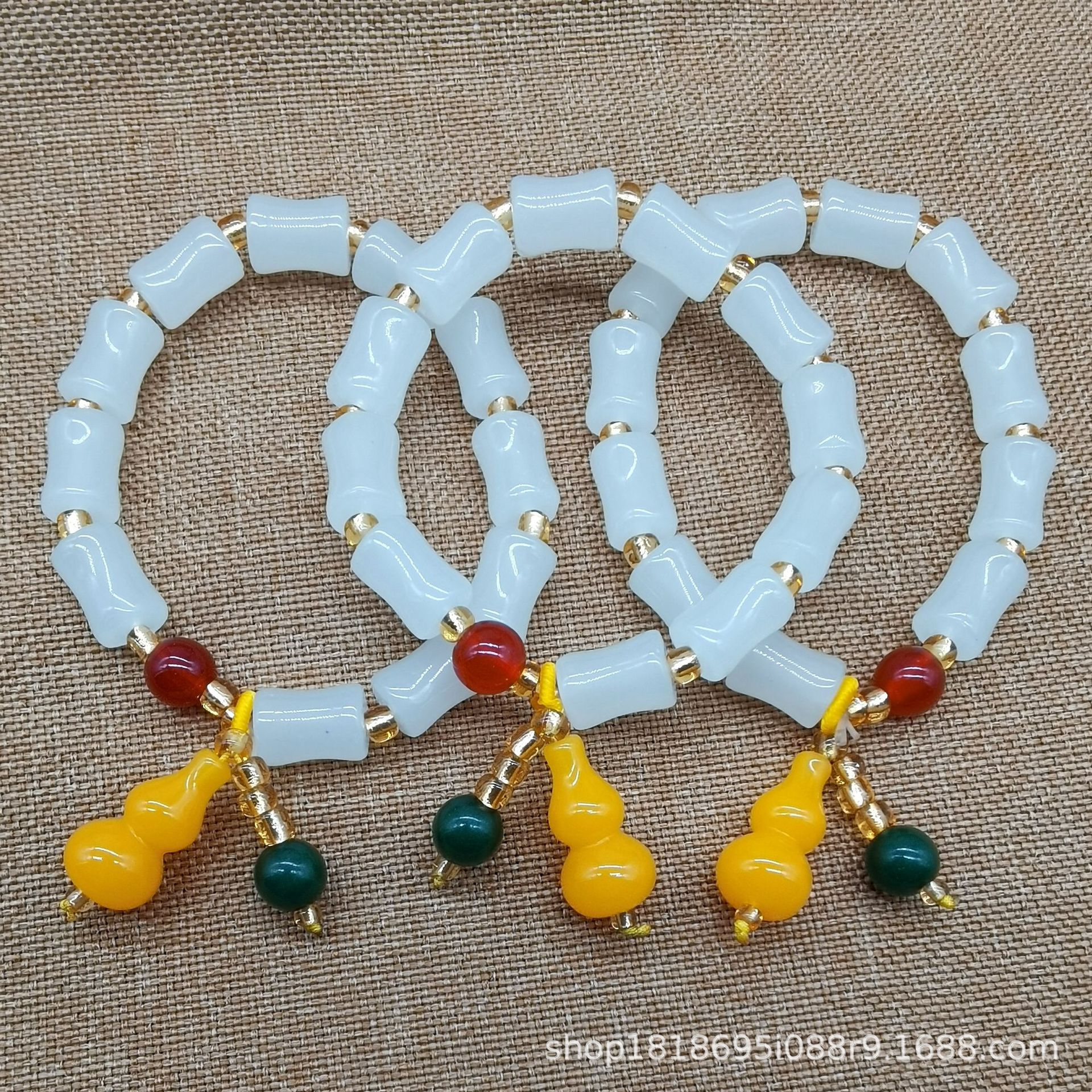 新款复古和田玉竹节葫芦手串节节高升白玉葫芦手链直播礼品批发