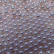 5.5-6海水珍珠akoya裸珠透粉珍珠半孔正圆基本无瑕批发销售