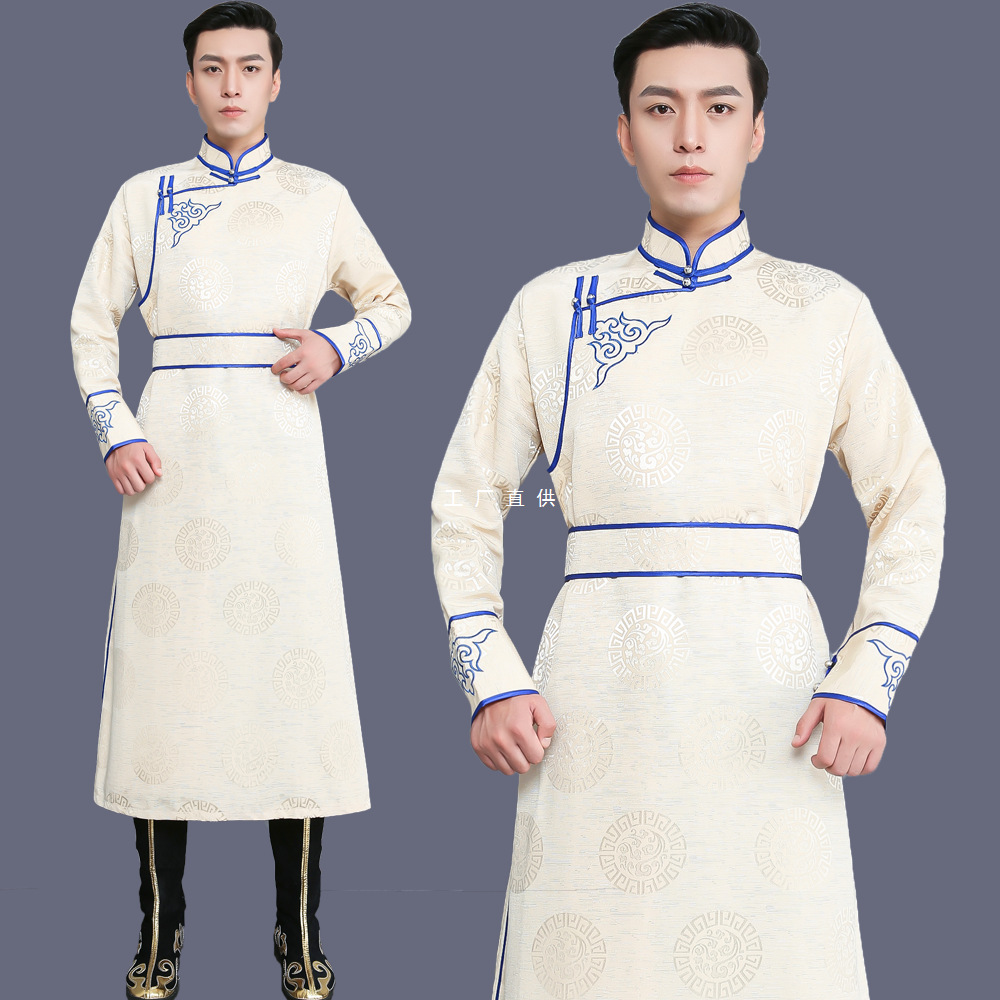 男士蒙古袍藏族蒙古族舞蹈演出服少数民族风蒙古长袍民族服饰定