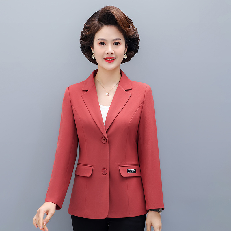 妈妈外套春秋中年时尚春装短款西服上衣中老年女装新款洋气小西装