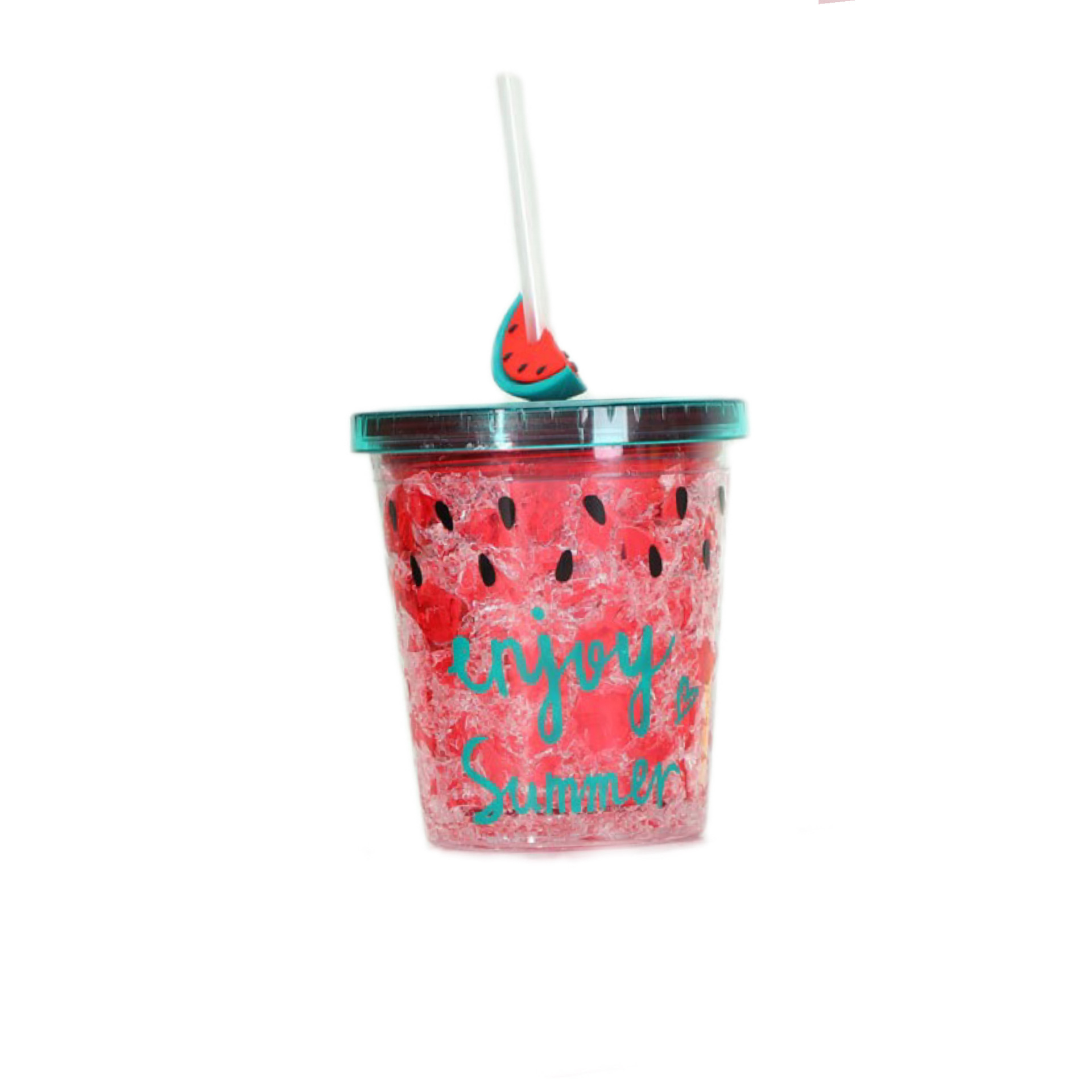 Wholesale Cup Student Double Layer with Lid Straw Plastic Cup Refrigeration Crushed Ice Cup Cute Handy Cup