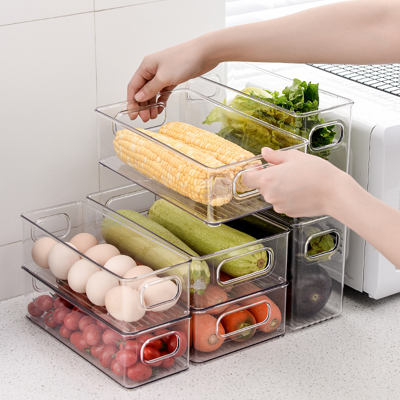 Refrigerator Storage Box Kitchen Drinks Storage Box Refrigerated Drawer Transparent Crisper Organizing Holder Desktop Storage Wholesale