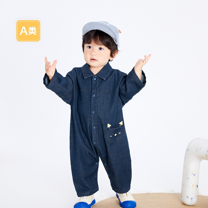 Baby Jumpsuit Baby Outing Clothes Romper 2024 Spring New Newborn Children's Clothing Denim Fashion Baby Clothes