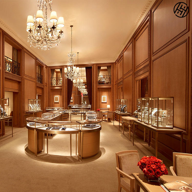 高档珠宝展示柜高端定制首饰玻璃柜台带灯钻石宝石柜台不锈钢展柜